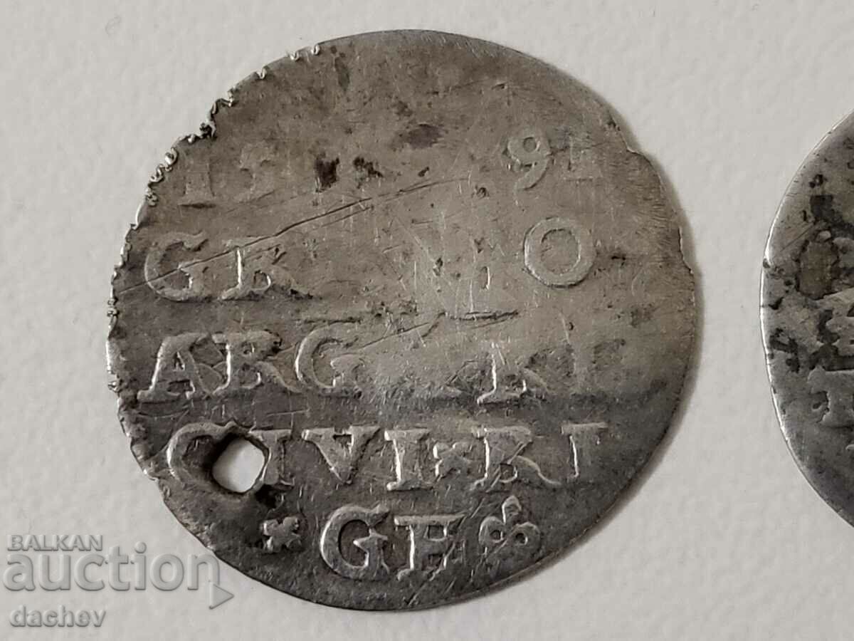 Lot2 Rare Silver Sigismund Thaler Zloty Grosha 1591 Silver with price € 21.00 | 41.07 BGN