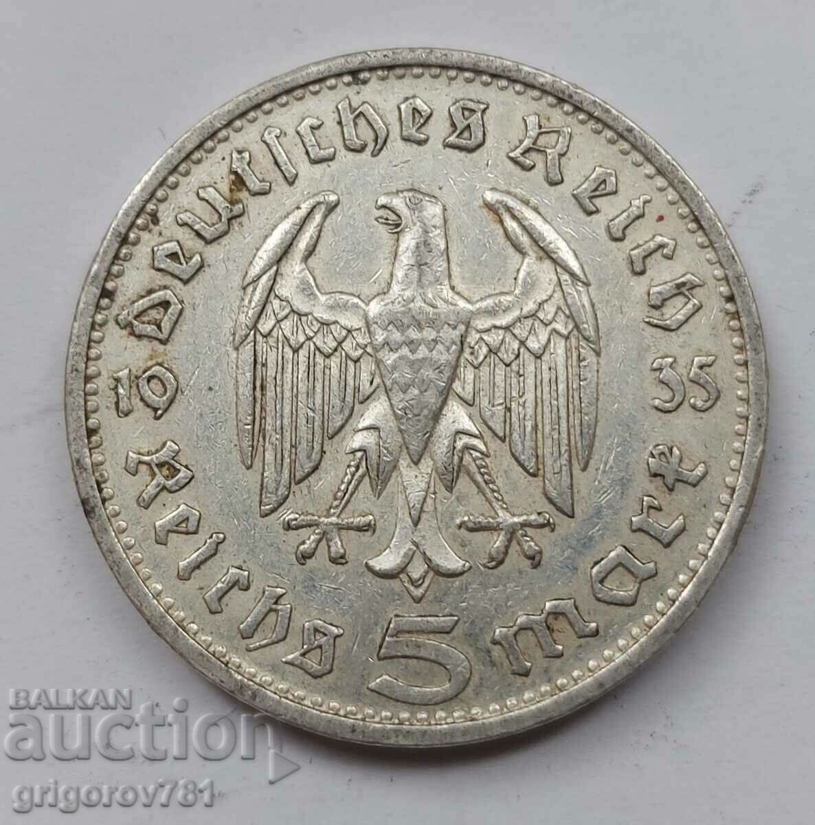 5 Mark Silver Germany 1935 G III Reich Silver Coin #17
