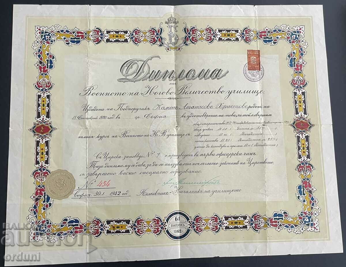 3464 Regatul Bulgariei Diploma de ofițer Școala militară 61-lea VP