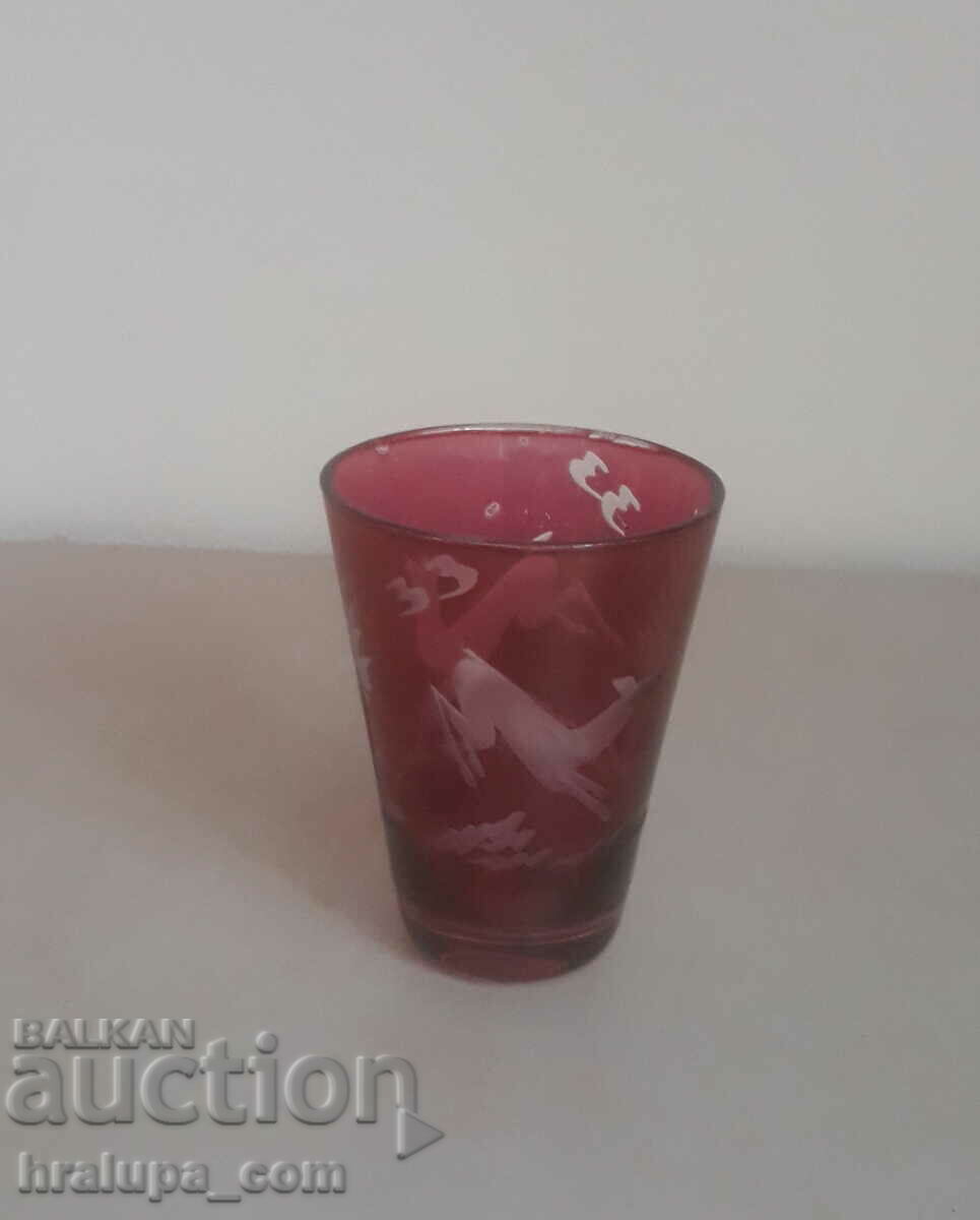 Кристална чаша чешка Бохемия стъкло ръчно гравирана