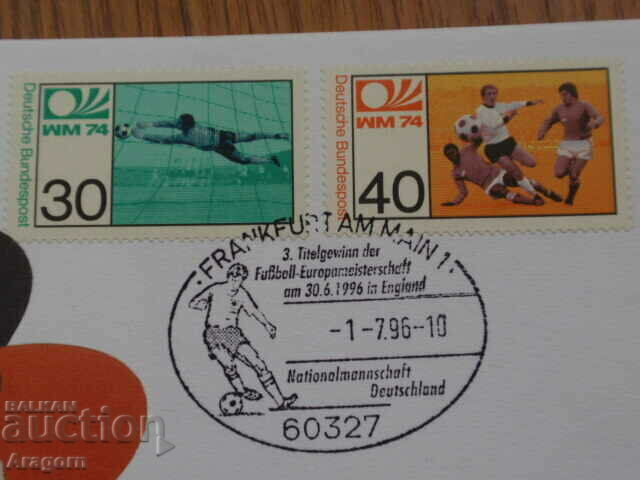 Auction envelope with coin and stamps Great Britain 2 pounds 1996 Euro '96 Auction envelope with coin and stamps Great Britain 2 pounds 1996 Euro '96