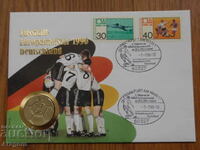 envelope with coin and stamps Great Britain 2 pounds 1996 Euro '96