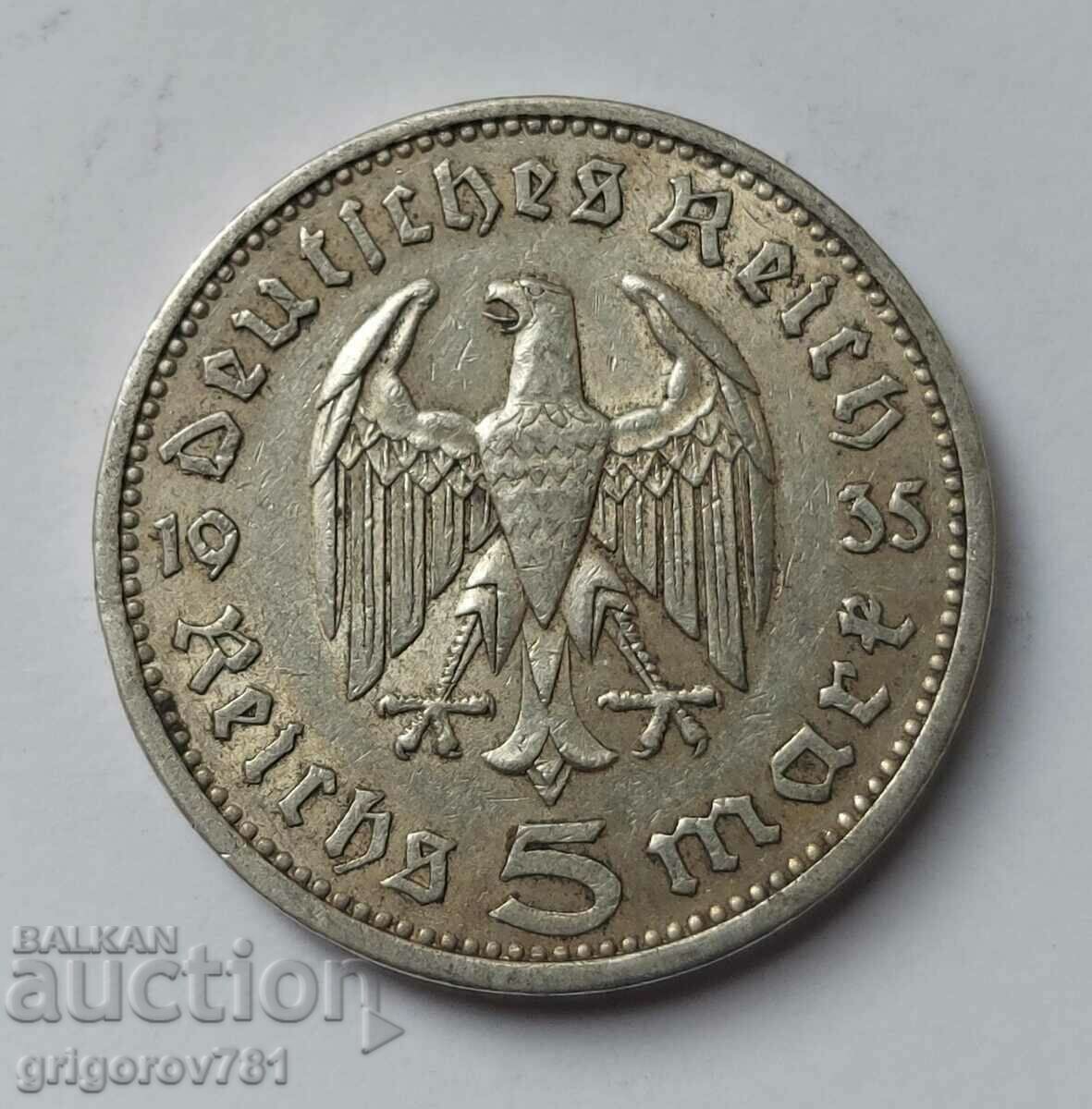 5 Mark Silver Germany 1935 A III Reich Silver Coin #24