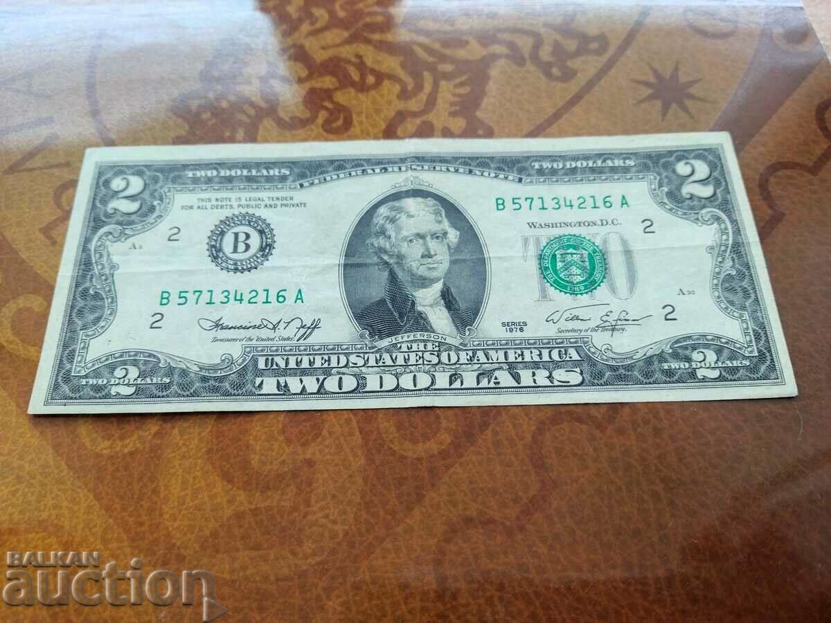 САЩ банкнота 2 долара от 1976 г. Ню Йорк