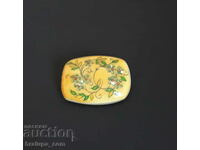 Old hand-painted stone brooch