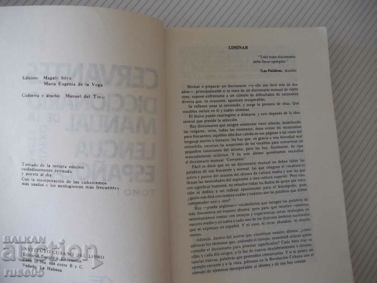 Auction Book "CERVANTES DICCIONARIO MANUAL...-TOMO I-F.ALVERO"-436p Auction Book "CERVANTES DICCIONARIO MANUAL...-TOMO I-F.ALVERO"-436p