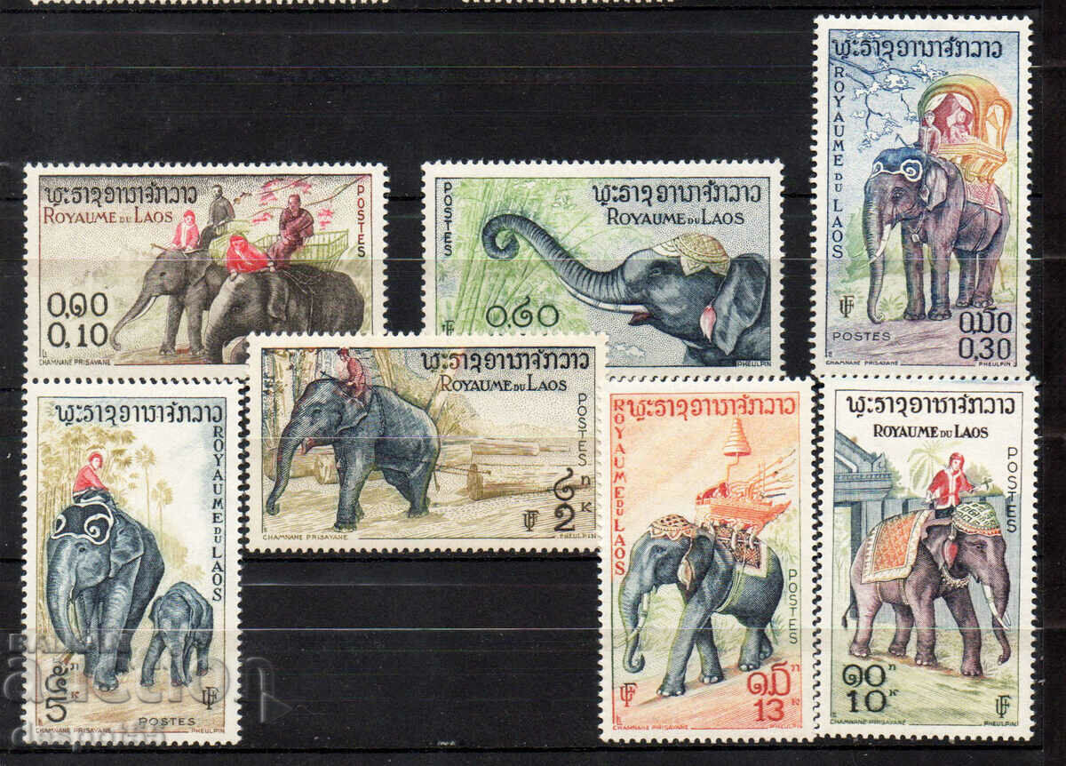 1958. Λάος. Λαοτιανοί ελέφαντες.