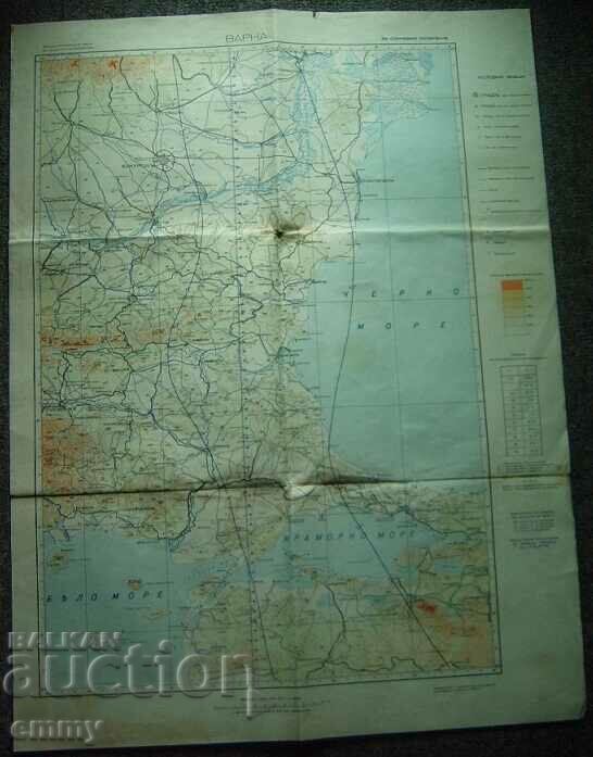 Въздухоплавателна карта на Варна - 1942 год.