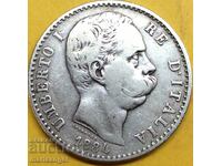 2 лири 1884 Италия Умберто I сребро