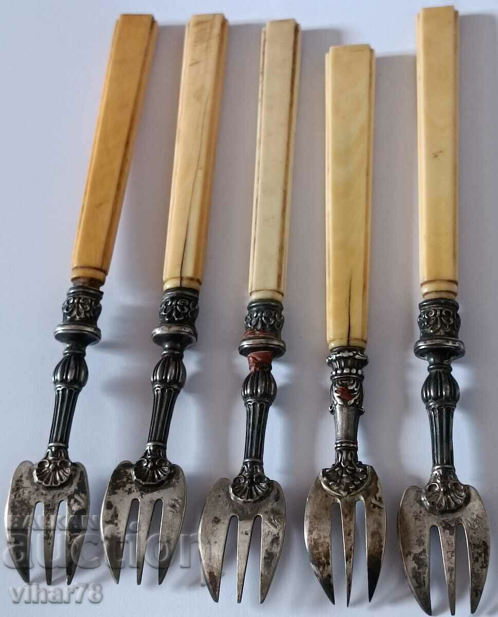 old silver forks - 5 old silver forks - 5