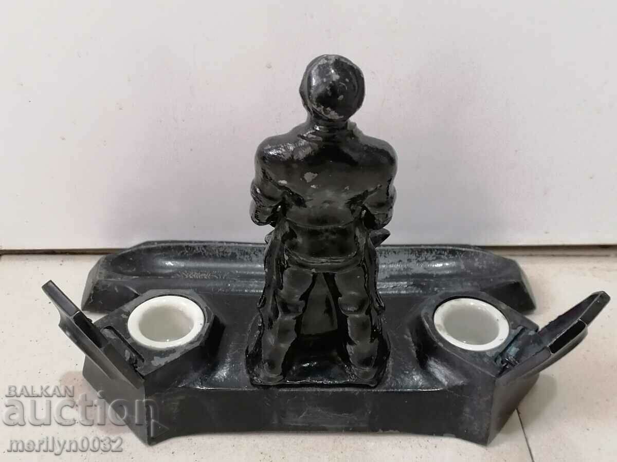 An inkwell with a figure of a blacksmith, a wounded social worker statuette of the NRB BKP - 6 An inkwell with a figure of a blacksmith, a wounded social worker statuette of the NRB BKP - 6
