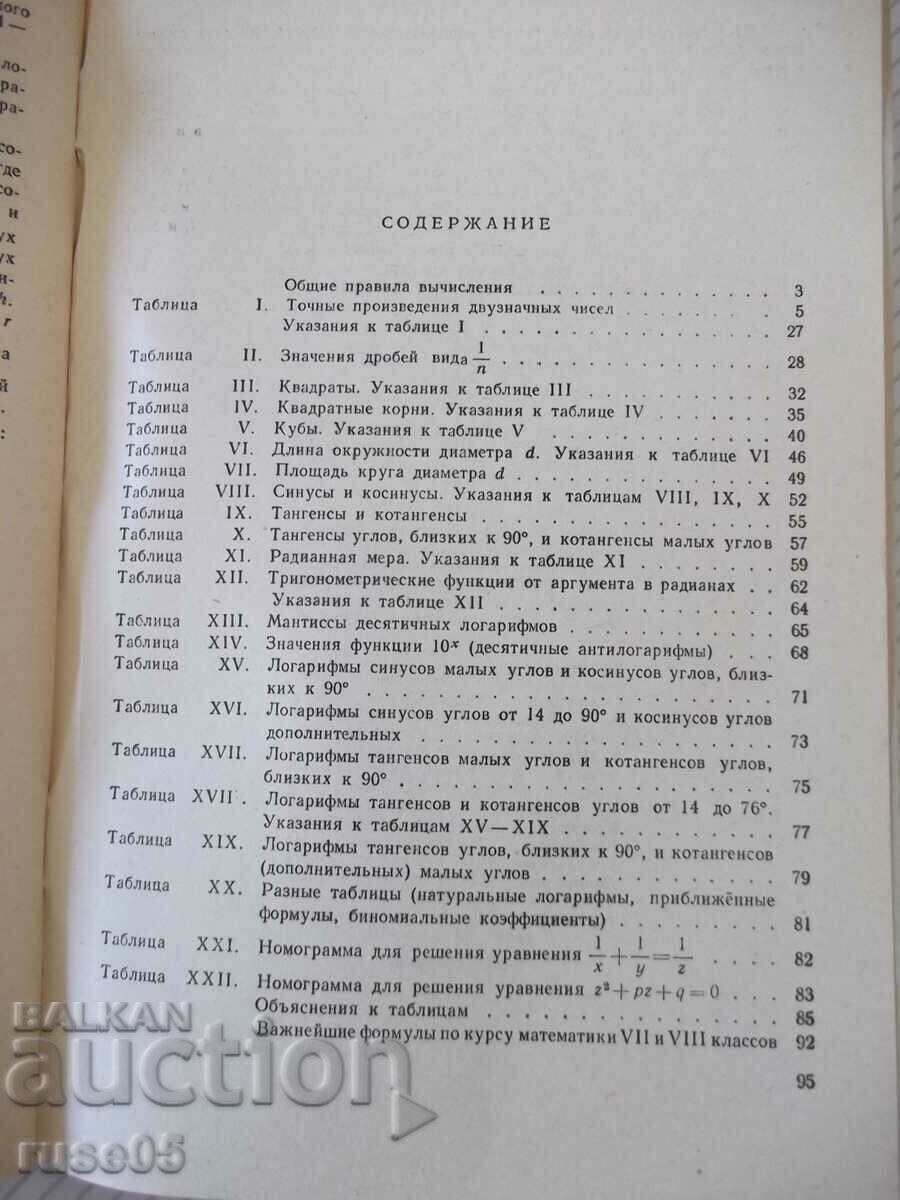 Book "Four-digit mathematical tables - V. Bradis" - 96 pages - 5 Book "Four-digit mathematical tables - V. Bradis" - 96 pages - 5