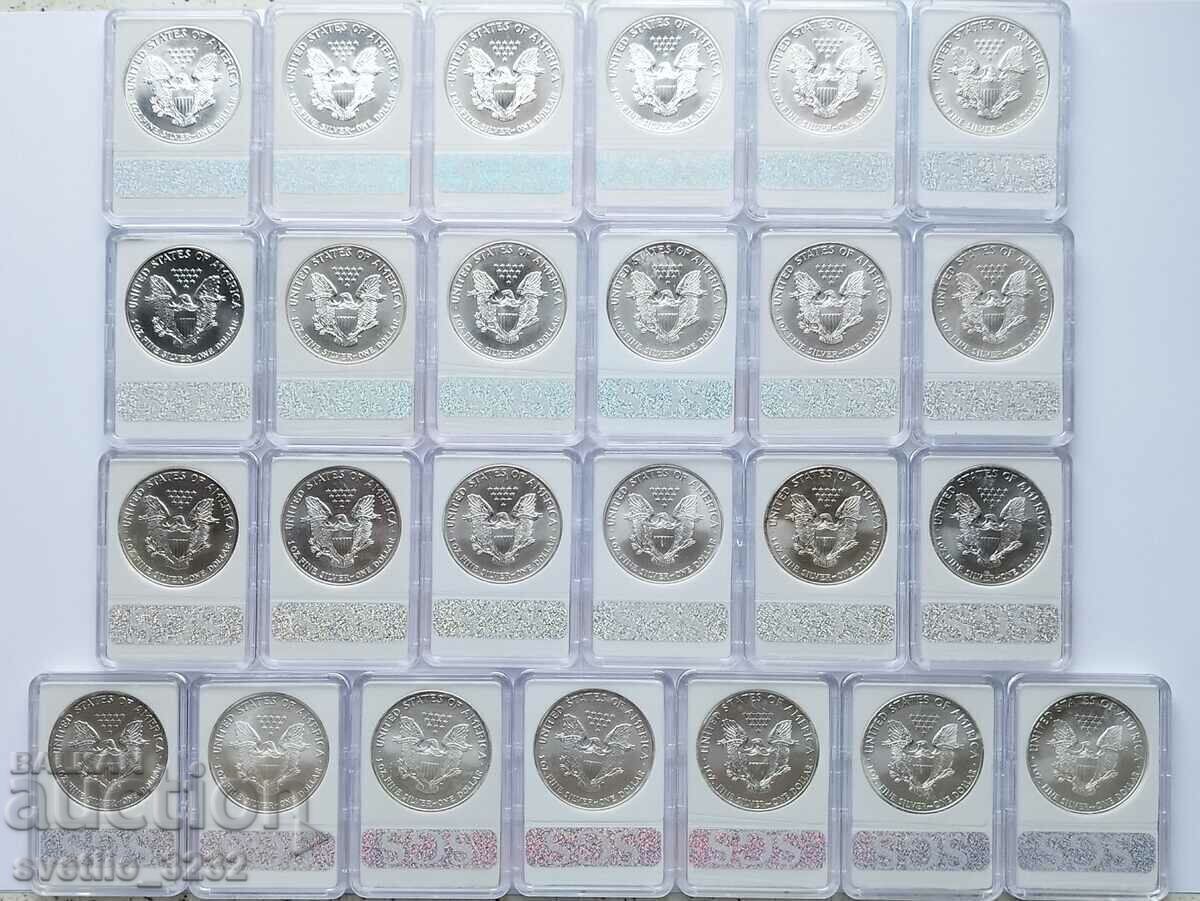 Silver 1 OZ American Eagle 25 pcs with price 3799.00 BGN | € 1942.40