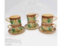 6 cești de ceai din ceramică + 3 farfurii din ceramică (12,3)