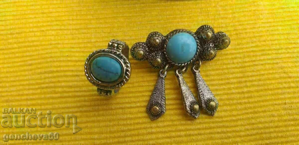 Δαχτυλίδι αντίκα και καρφίτσα/φυσική πέτρα - 5