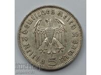 5 марки сребро Германия 1935 F III Райх  сребърна монета №71