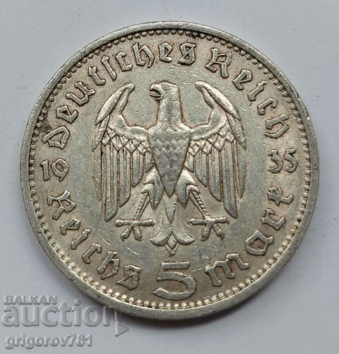 5 Mark Silver Germany 1935 F III Reich Silver Coin #72