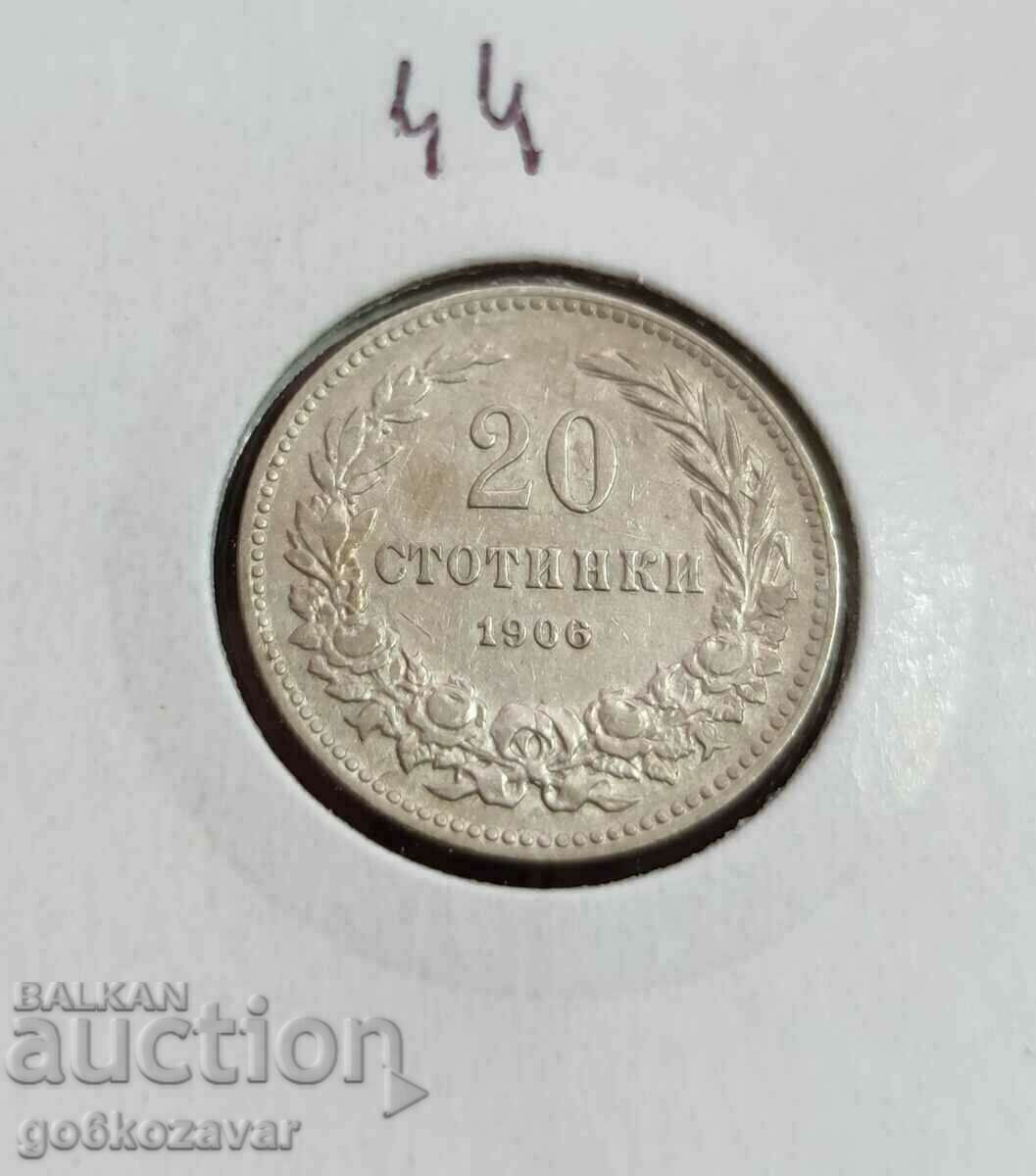 Bulgaria 20 de cenți 1906 Excelent!