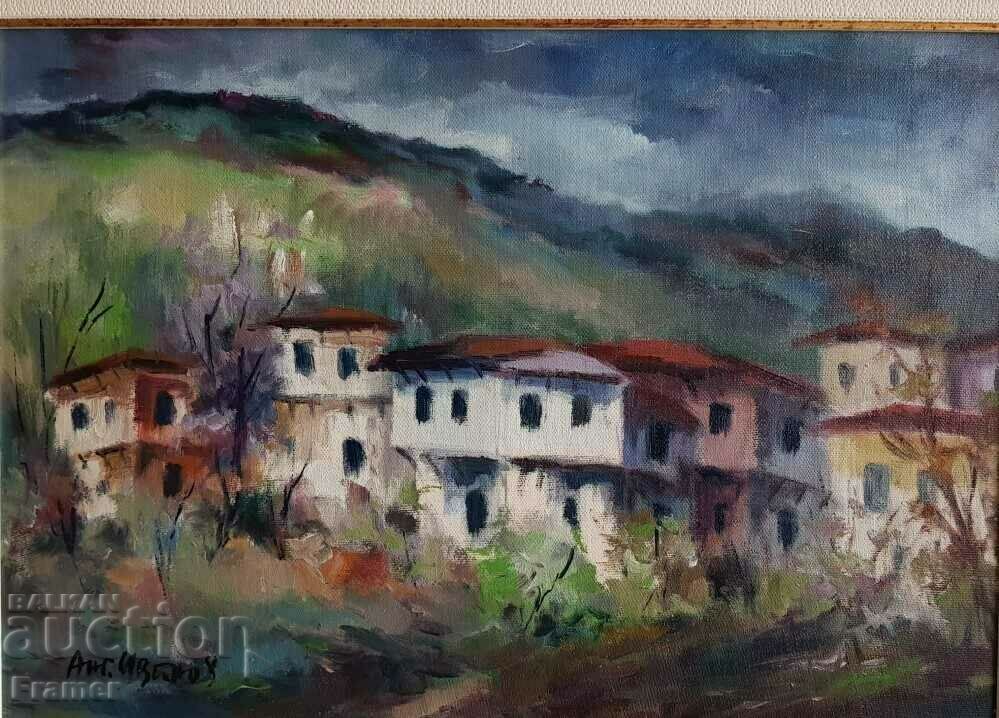 Angel Ivanov (1925 – 2014) neighborhood of Teteven oil paints with price 1000.00 BGN | € 511.29 Angel Ivanov (1925 – 2014) neighborhood of Teteven oil paints with price 1000.00 BGN | € 511.29