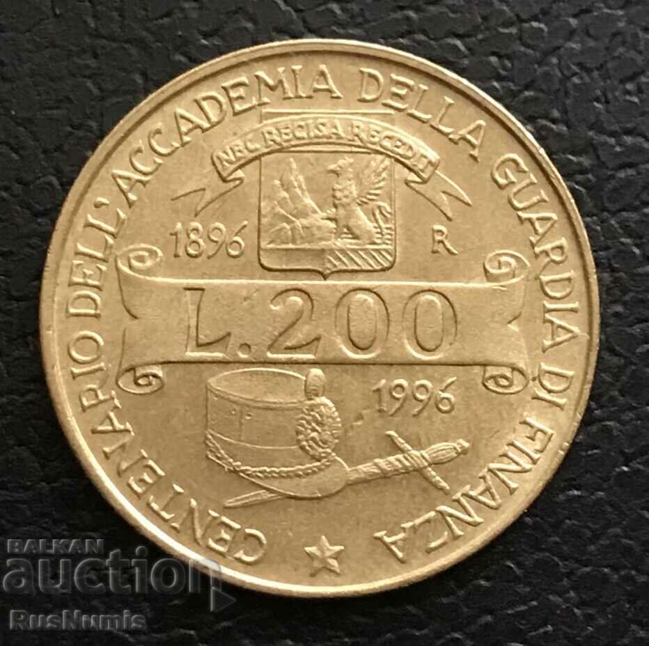 Italia. 200 de lire sterline 1996 Financial Academy. UNC.