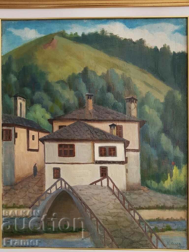 Auction Boris Kolev 1906/1982 Landscape Shiroka Laka 1949 oil paints Auction Boris Kolev 1906/1982 Landscape Shiroka Laka 1949 oil paints