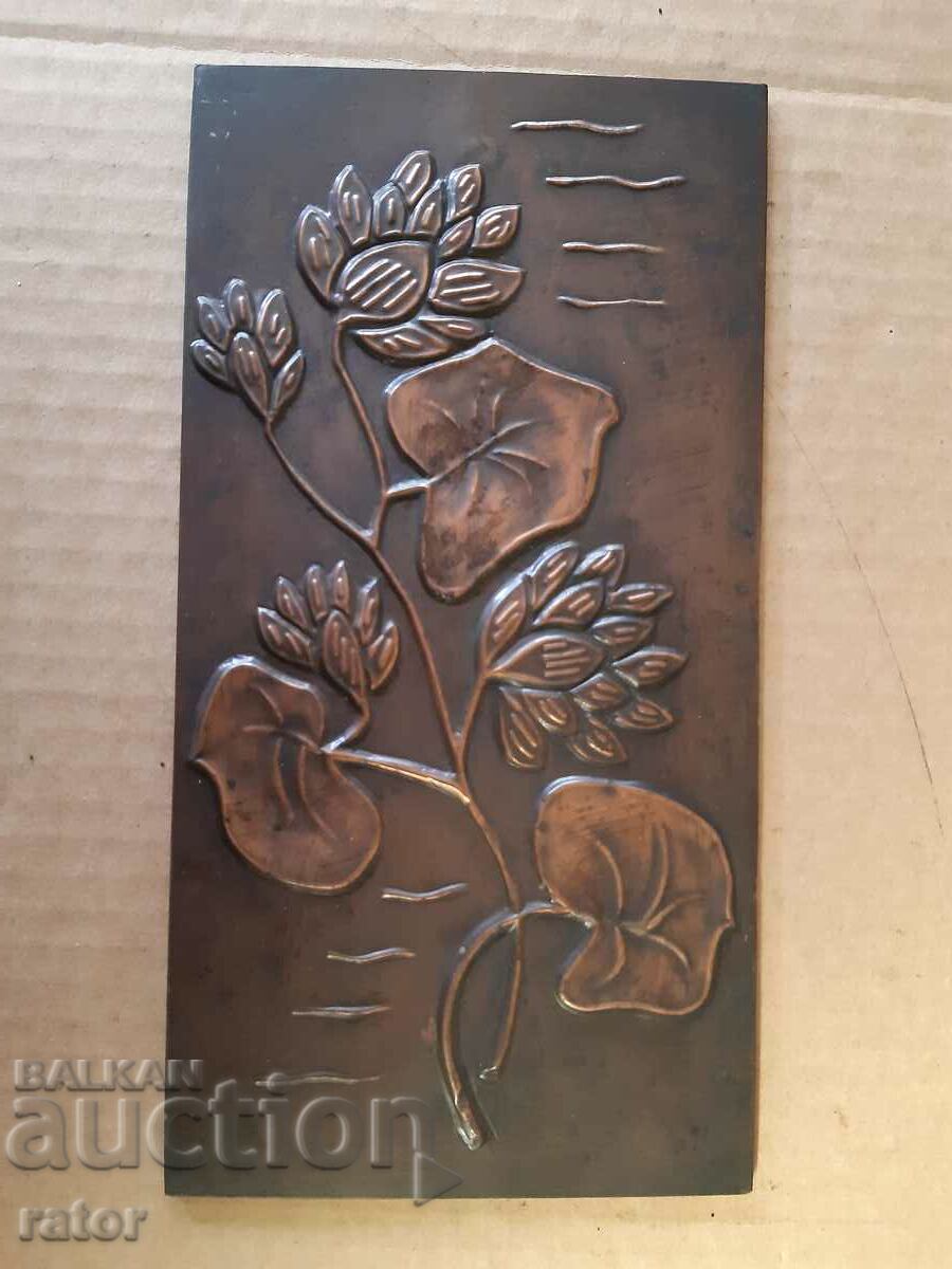 Old copper panel - FLOWERS