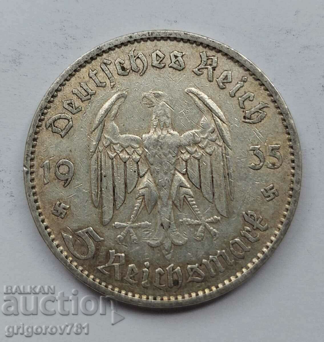 5 марки сребро Германия 1935 А III Райх  сребърна монета №81