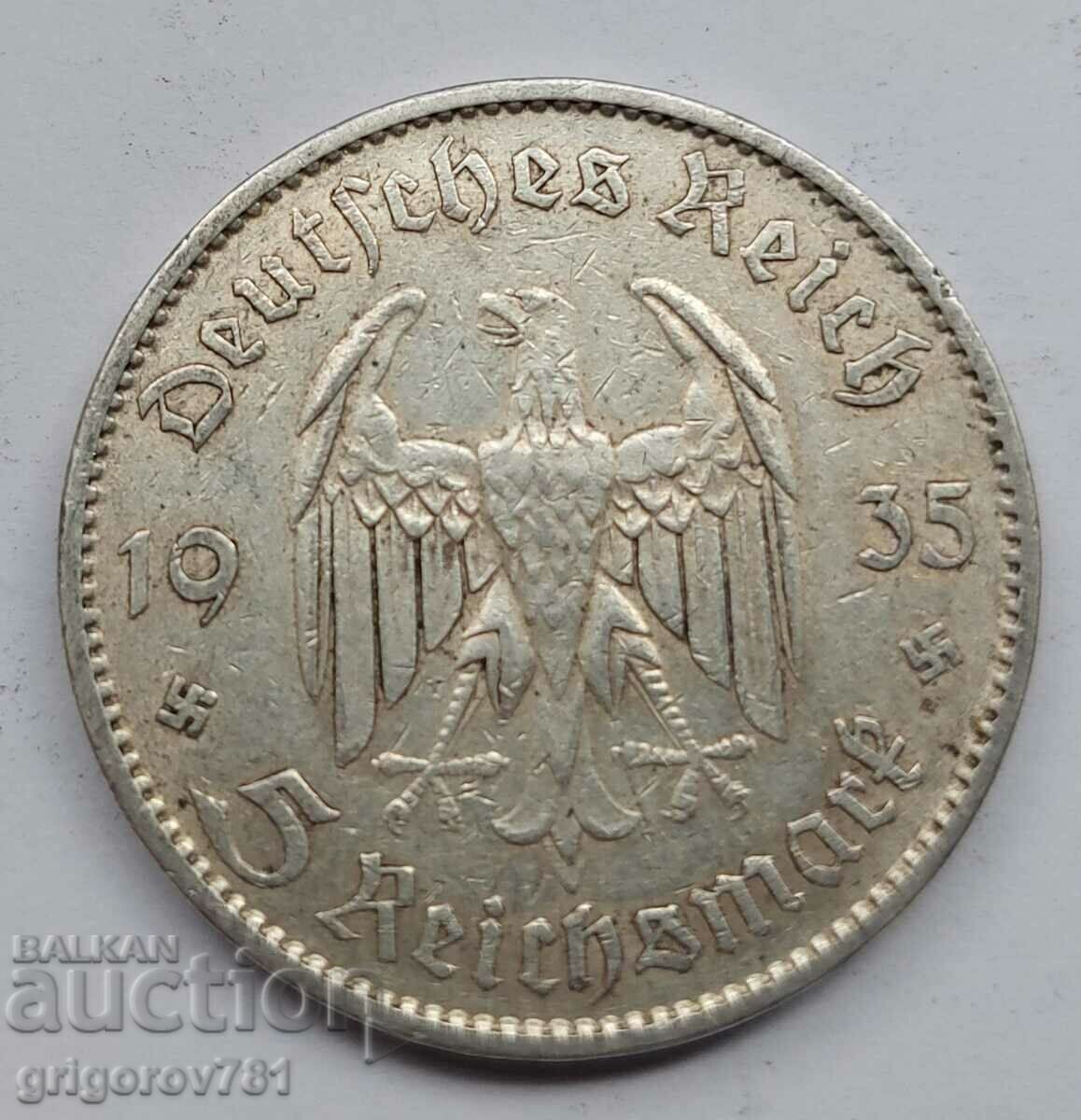 5 Mark Silver Germany 1935 A III Reich Silver Coin #82