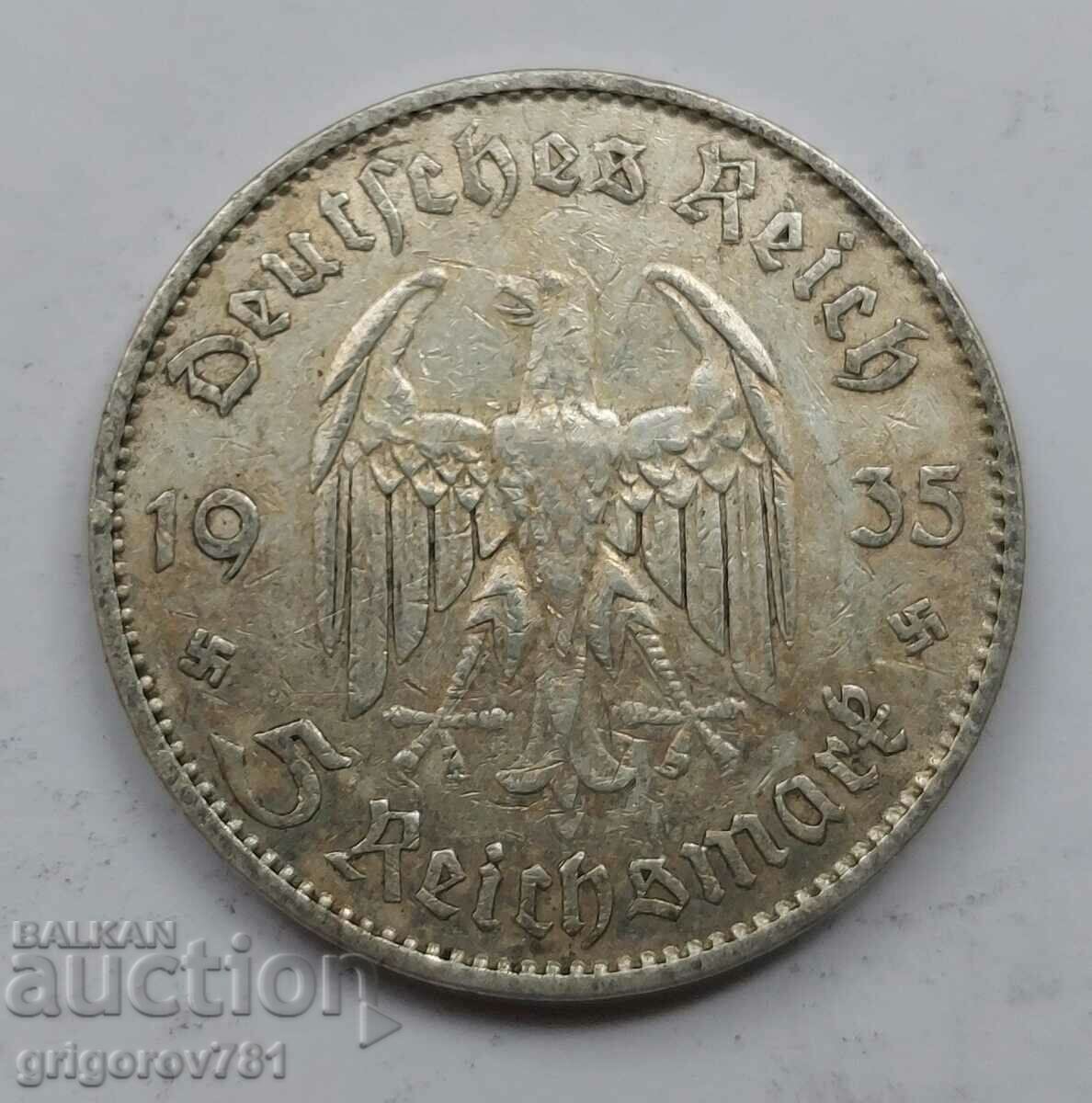 5 марки сребро Германия 1935 A III Райх  сребърна монета №83