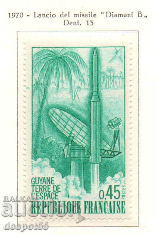 1970. France. Launch of a Diamond B missile from Guyana.