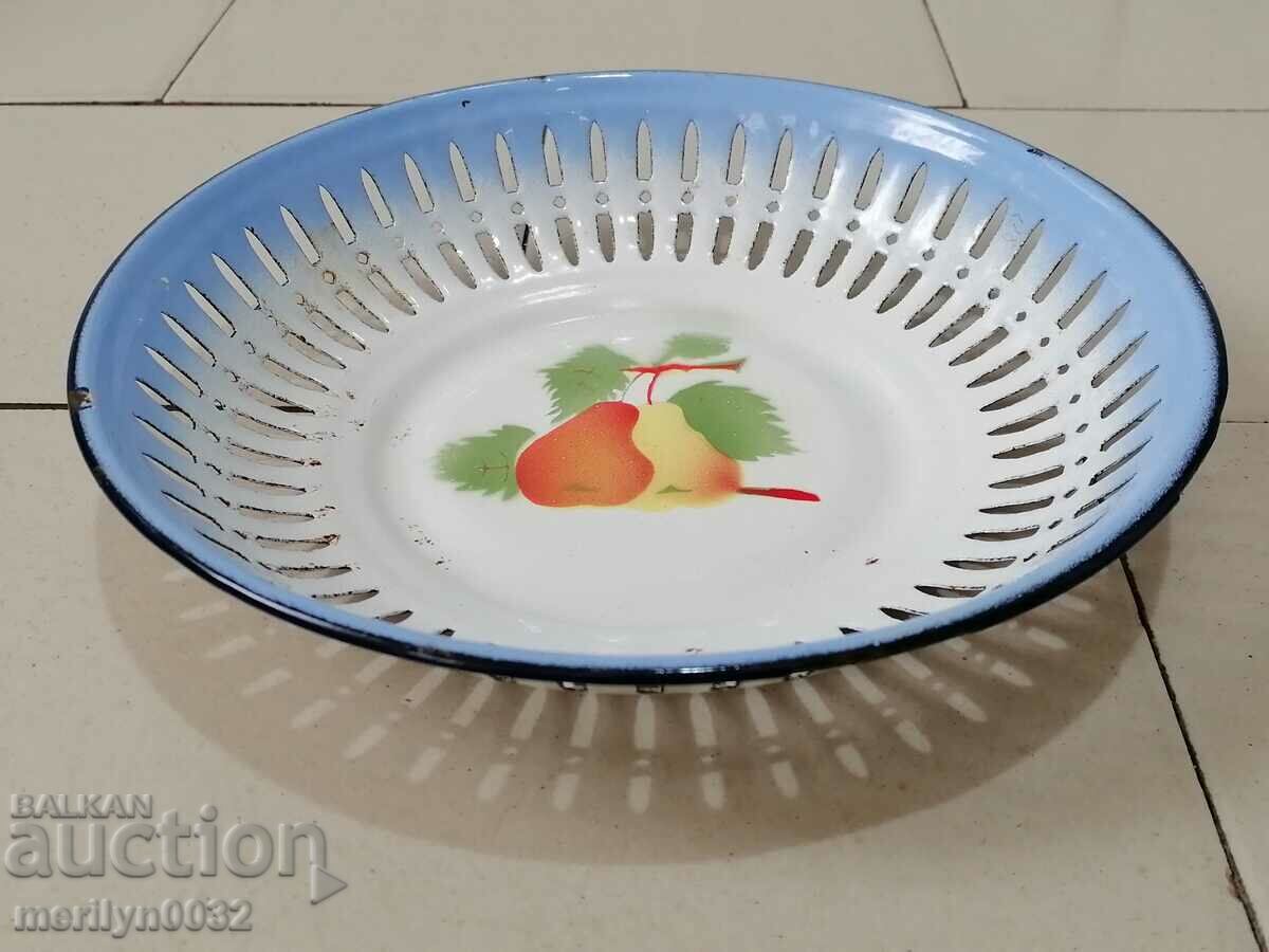 Δημοπρασία Παλιά κατσαρόλα με σμάλτο, φρούτα, εμαγιέ δοχείο