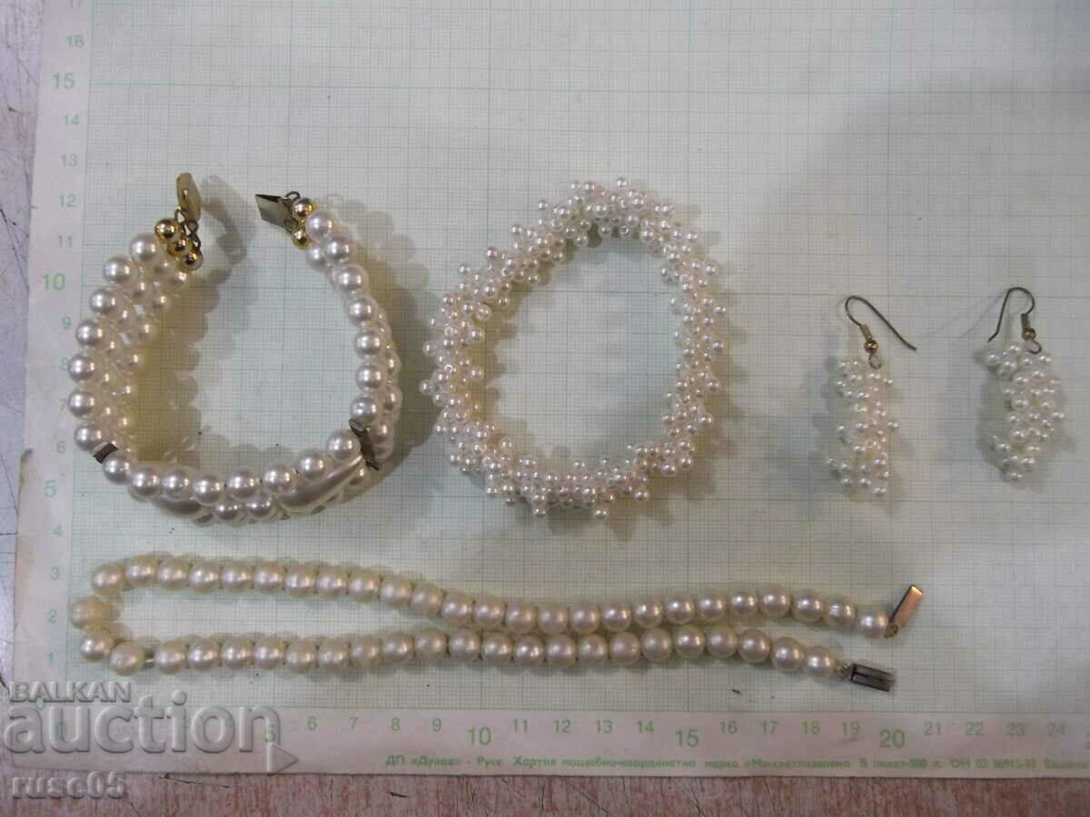 Auction Set of artificial pearls/necklace, bracelets-2 pcs. and earrings/ Auction Set of artificial pearls/necklace, bracelets-2 pcs. and earrings/