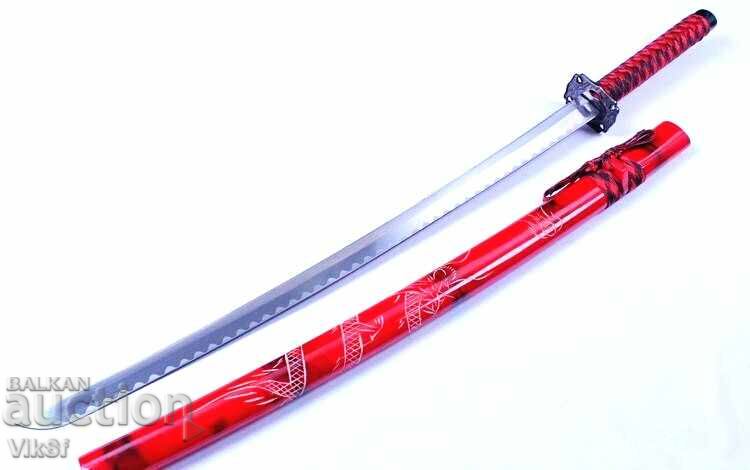 Sword katana red color souvenir unsharpened