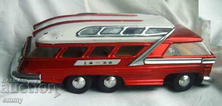 Стара ламаринена играчка - автобус, кола, количка - 29.5 см