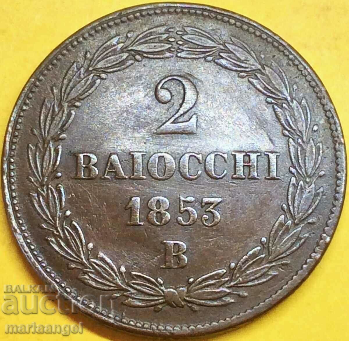 2 bayochi 1853 Vatican 34mm 20.29g Pius al IX-lea