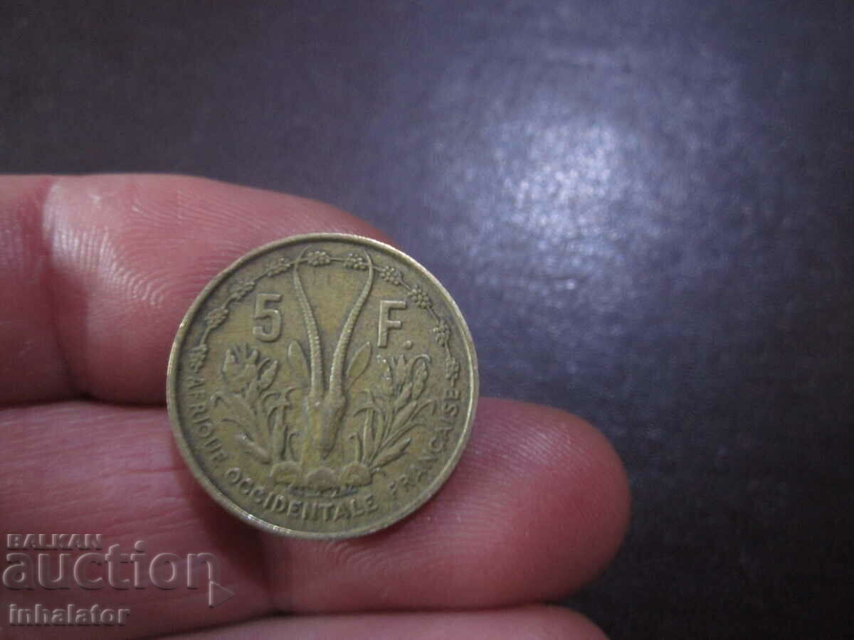 1956 год 5 франка Френска Западна АФРИКА