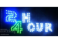 LED illuminated advertising sign - 24 HOUR, moving