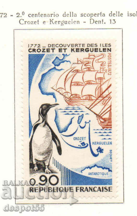 1972. France. The discovery of the islands of Crozet and Kerguelen.