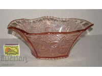 Antique fruit bowl jardiniere art deco pink glass 27 cm