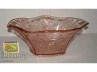 Antique fruit bowl jardiniere art deco pink glass 27 cm