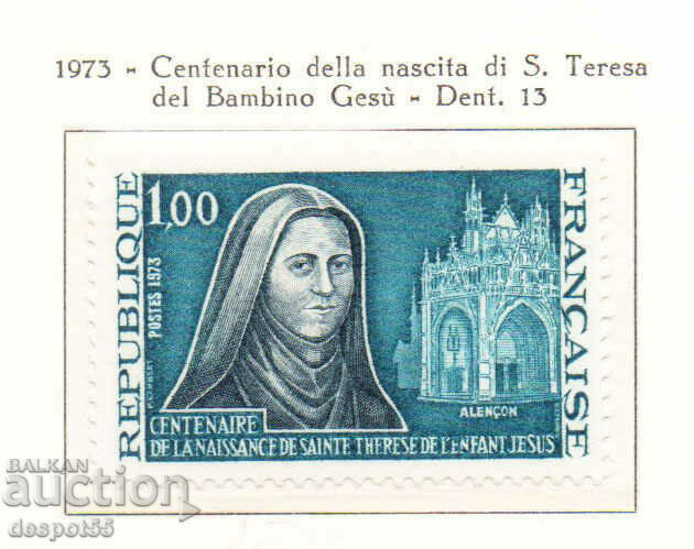 1973. Γαλλία. 100 χρόνια από τη γέννηση της Αγίας Τερέζας του Λισιέ.