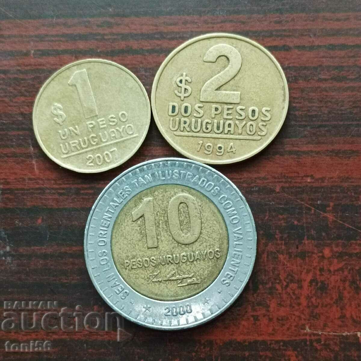 Uruguay 1, 2 și 10 pesos Uruguayos 1994-2002