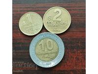 Уругвай 1, 2 и 10 песос уругвайос 1994-2002