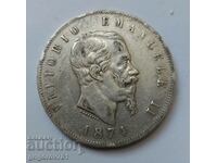 5 лири сребро Италия 1874 M - сребърна монета