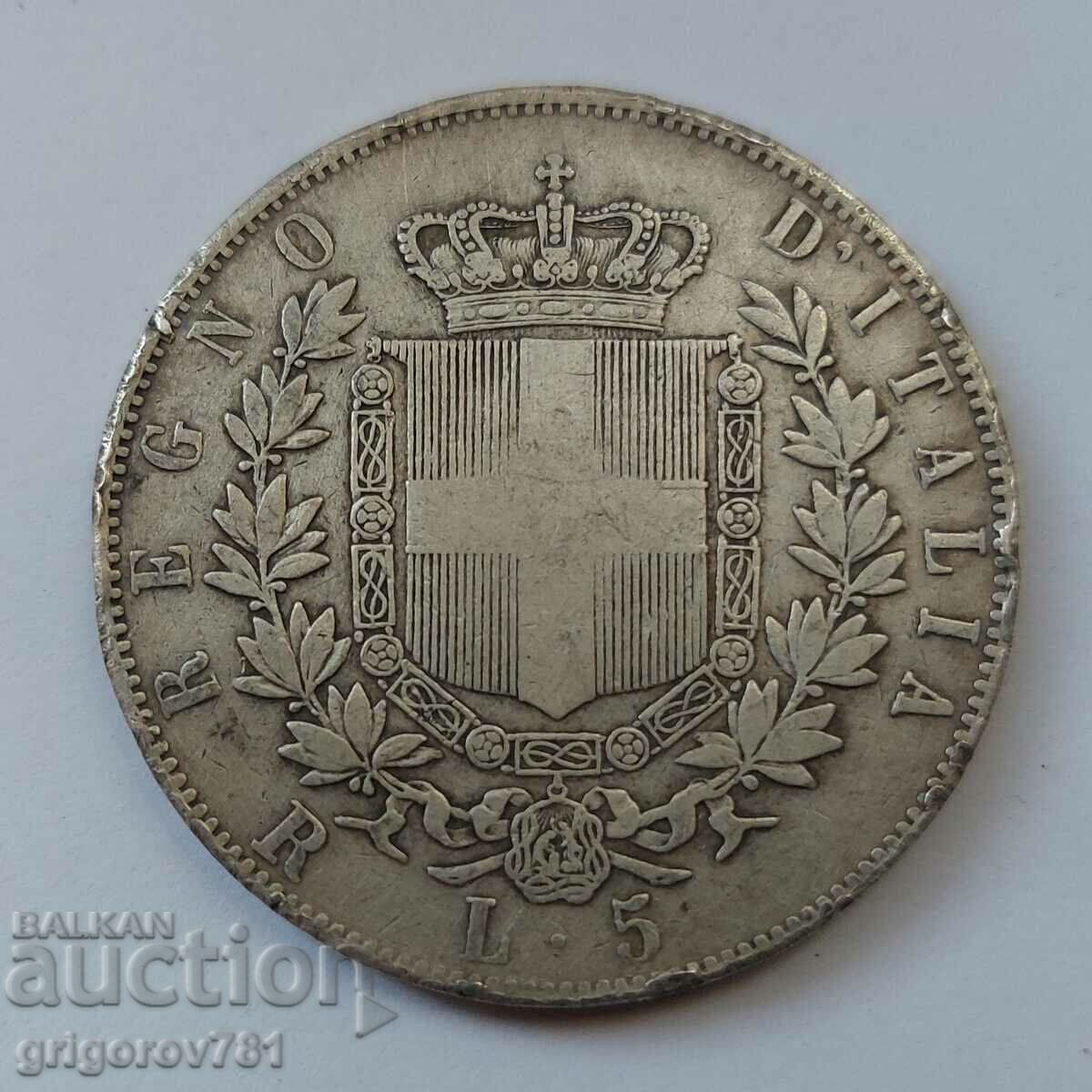 Ασημένιο 5 λίρες Ιταλία 1876 R - ασημένιο νόμισμα με τιμή € 33.23 | 64.99 BGN