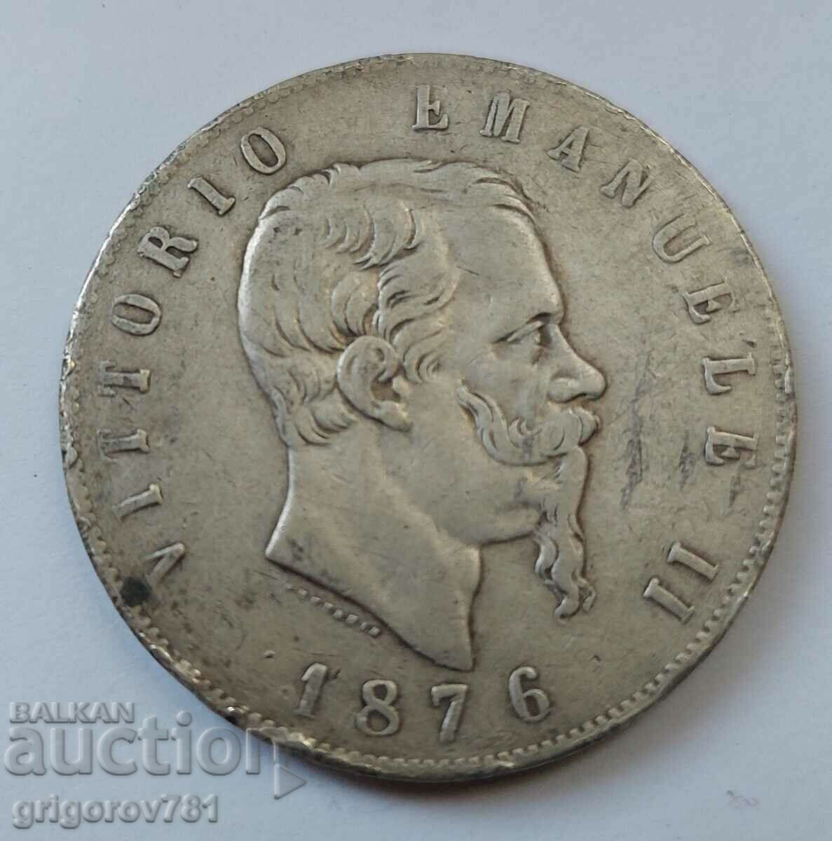 5 лири сребро Италия 1876 R - сребърна монета