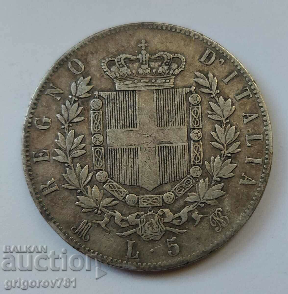Ασημένιο 5 λίρες Ιταλία 1874 M - ασημένιο νόμισμα με τιμή € 34.26 | 67.01 BGN