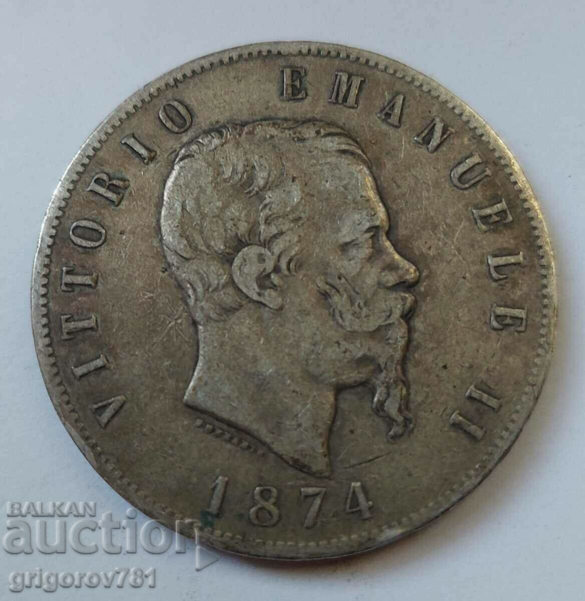 5 lire argint Italia 1874 M - monedă de argint