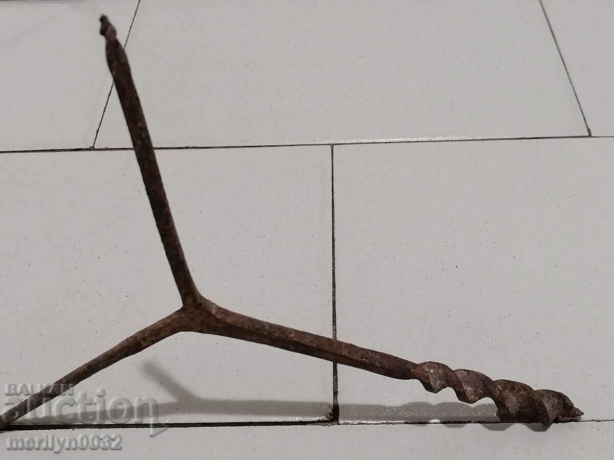 Ancient crutch, burgundy, screwdriver, wrought iron - 6 Ancient crutch, burgundy, screwdriver, wrought iron - 6