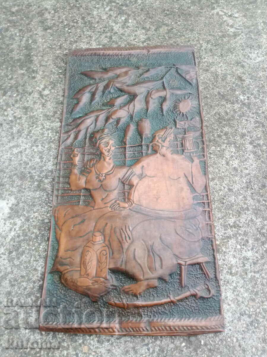 An old copper wall panel